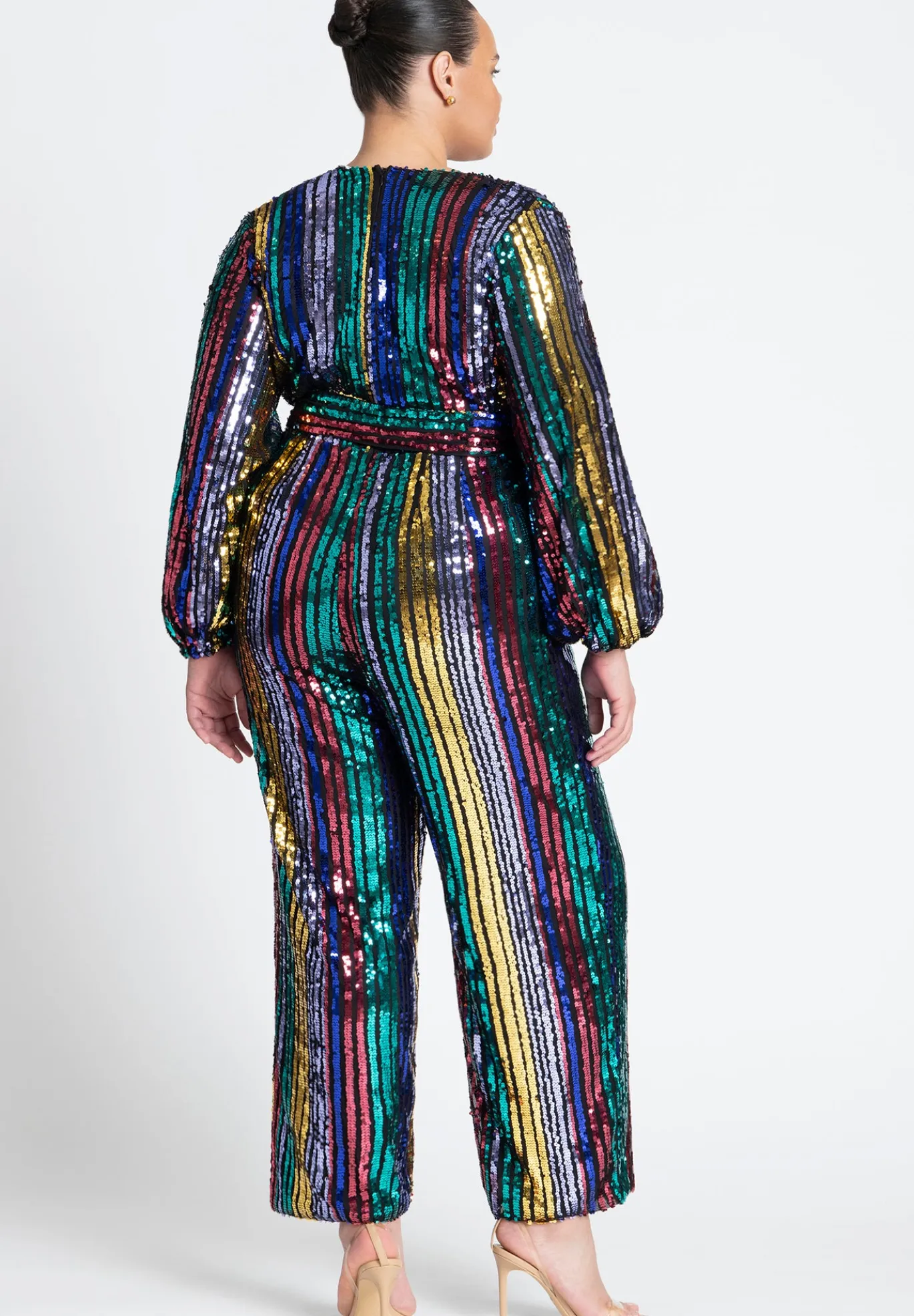 Multicolor Stripe Sequin Jumpsuit