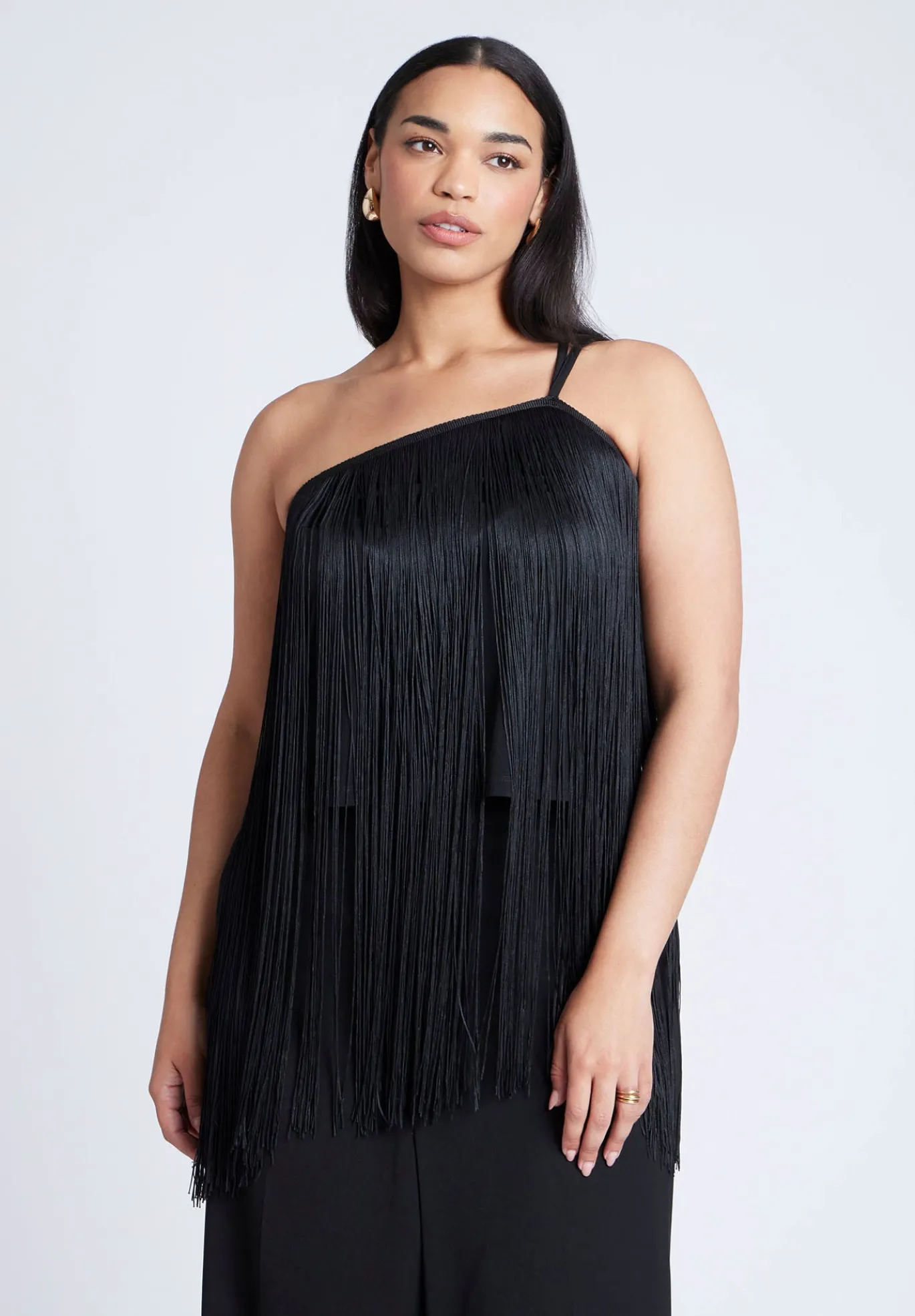 One-Shoulder Fringe Top