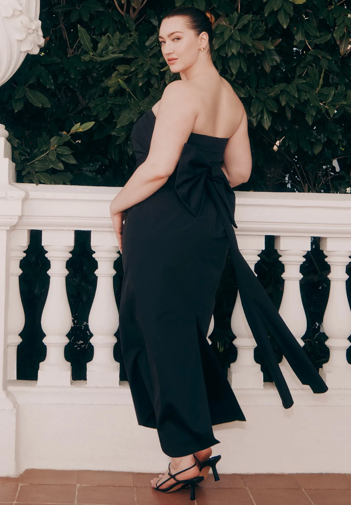 Pleated Bodice Bow Detail Dress