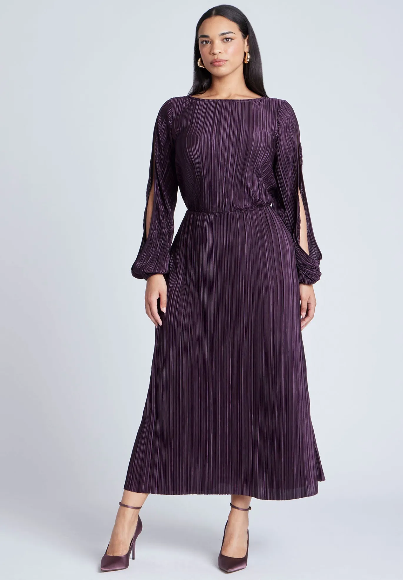 Plisse Open Sleeve Dress