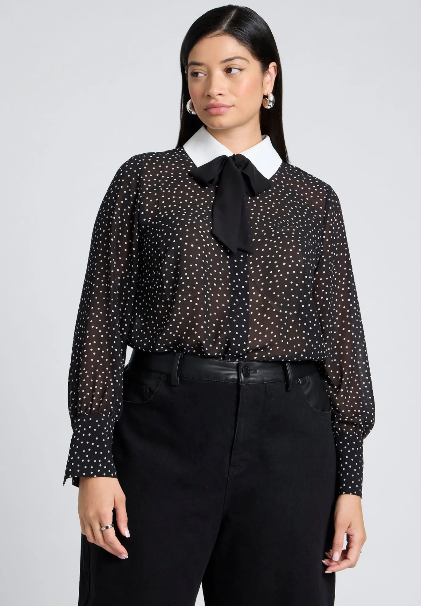 Polka Dot Collared Blouse