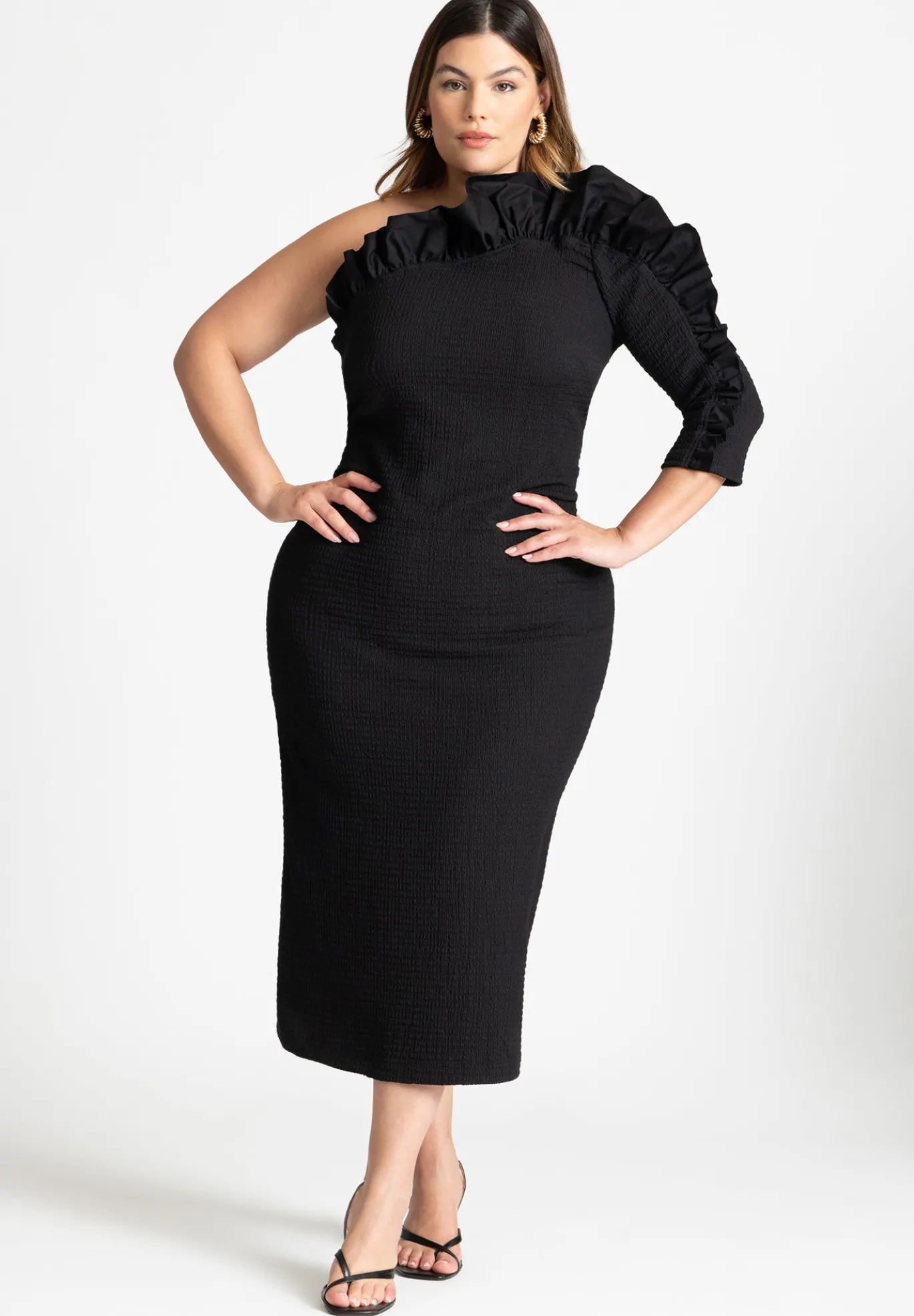 Popcorn Ruffle Column Dress