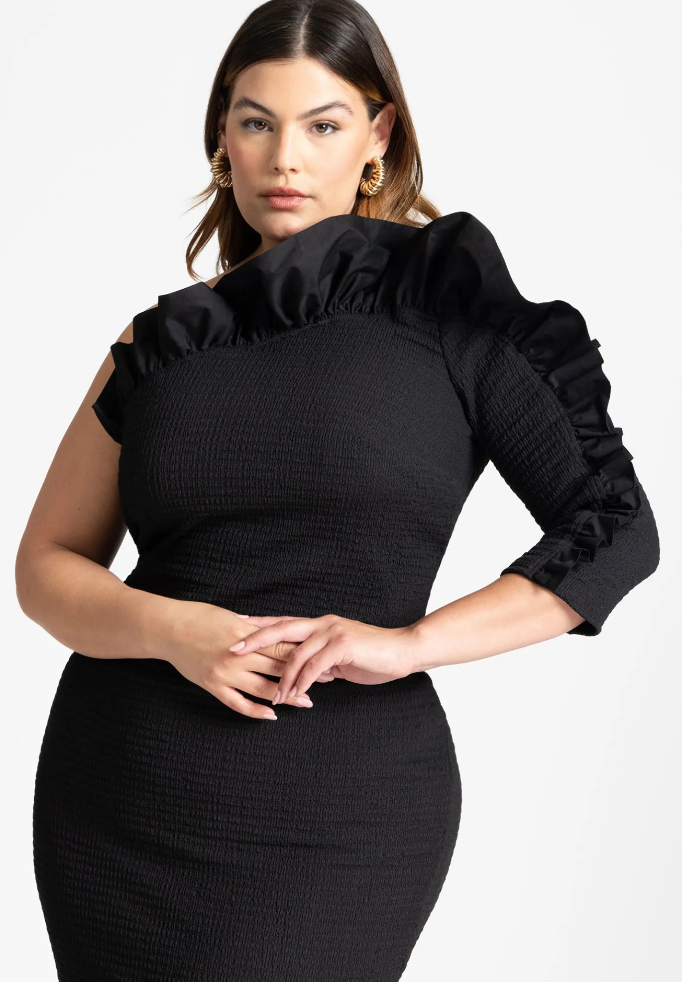 Popcorn Ruffle Column Dress