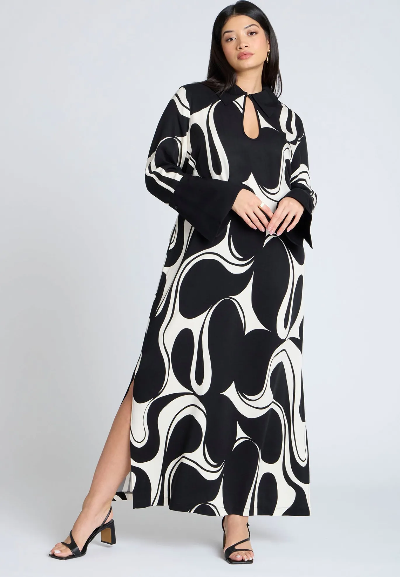 Printed Collared Maxi Dress