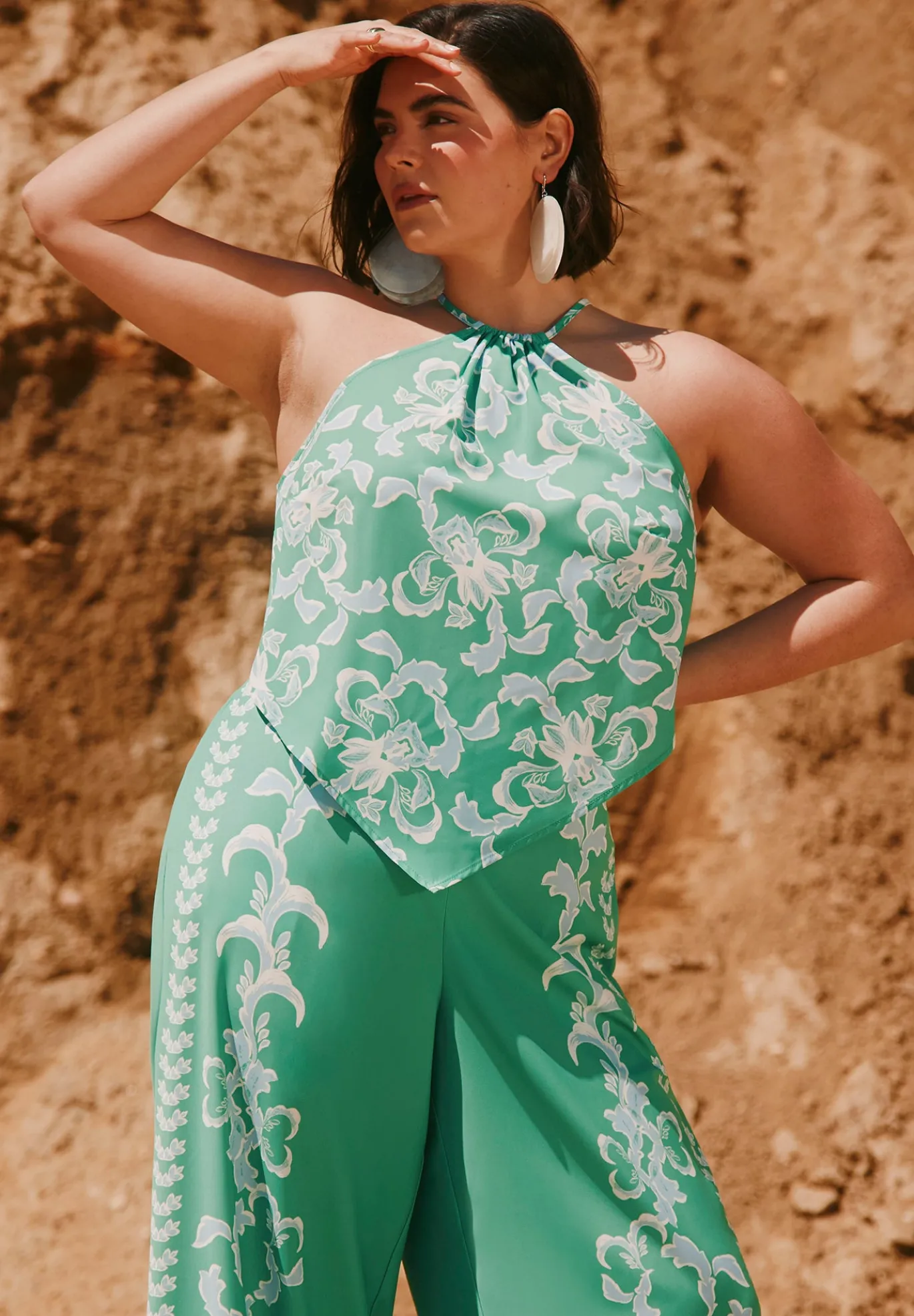 Printed Scarf Halter Top