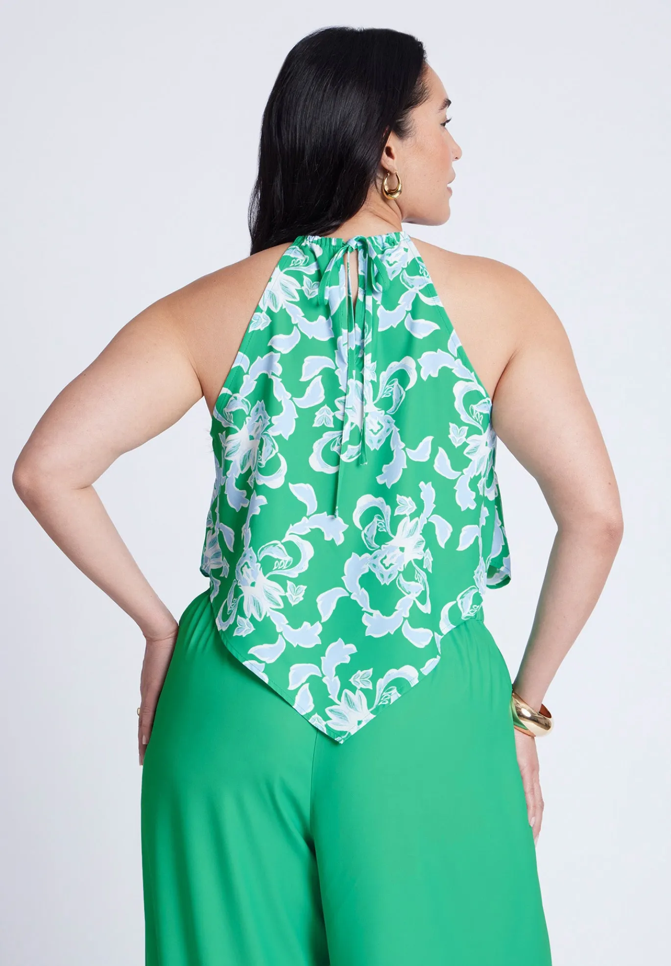 Printed Scarf Halter Top