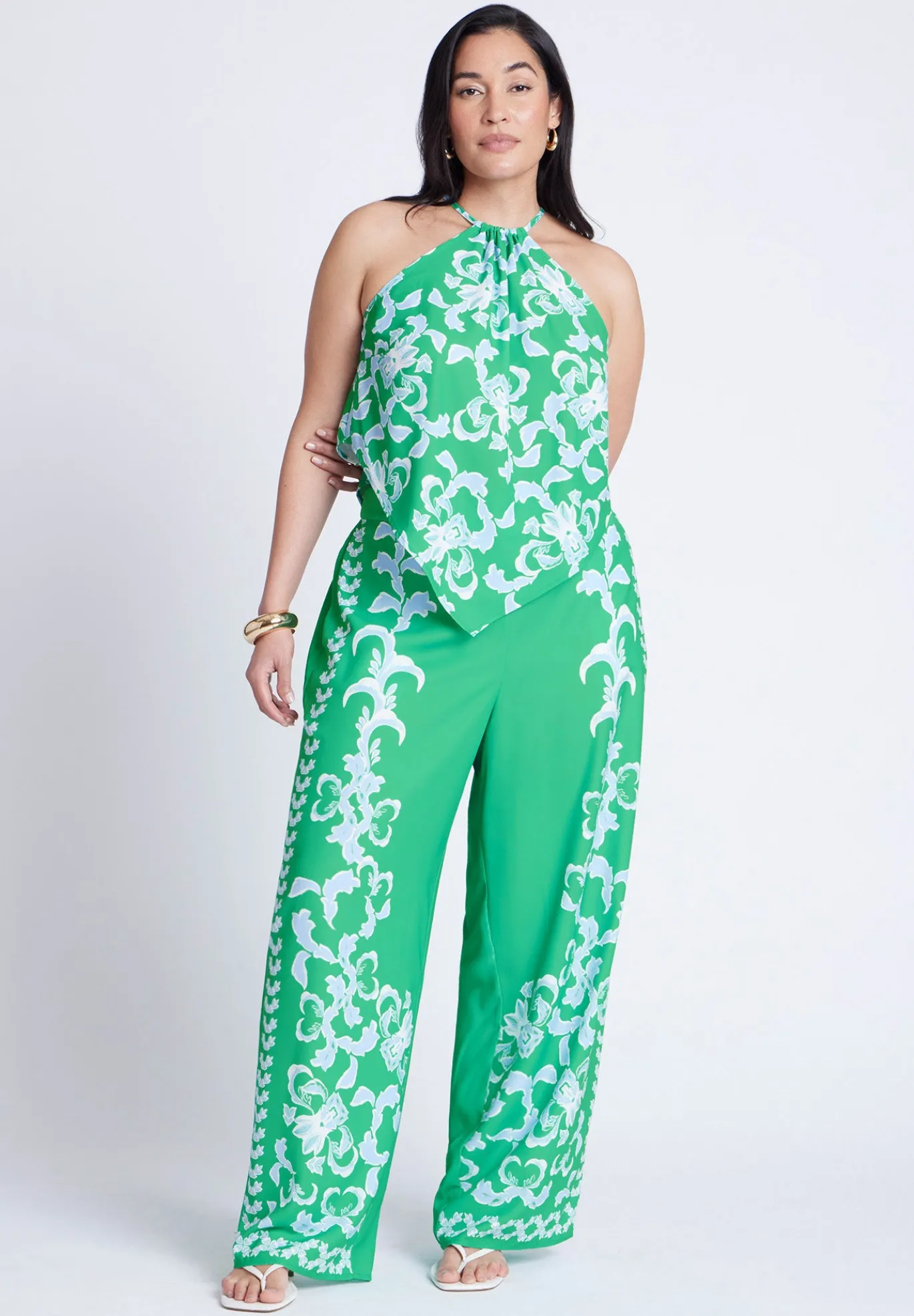 Printed Scarf Halter Top