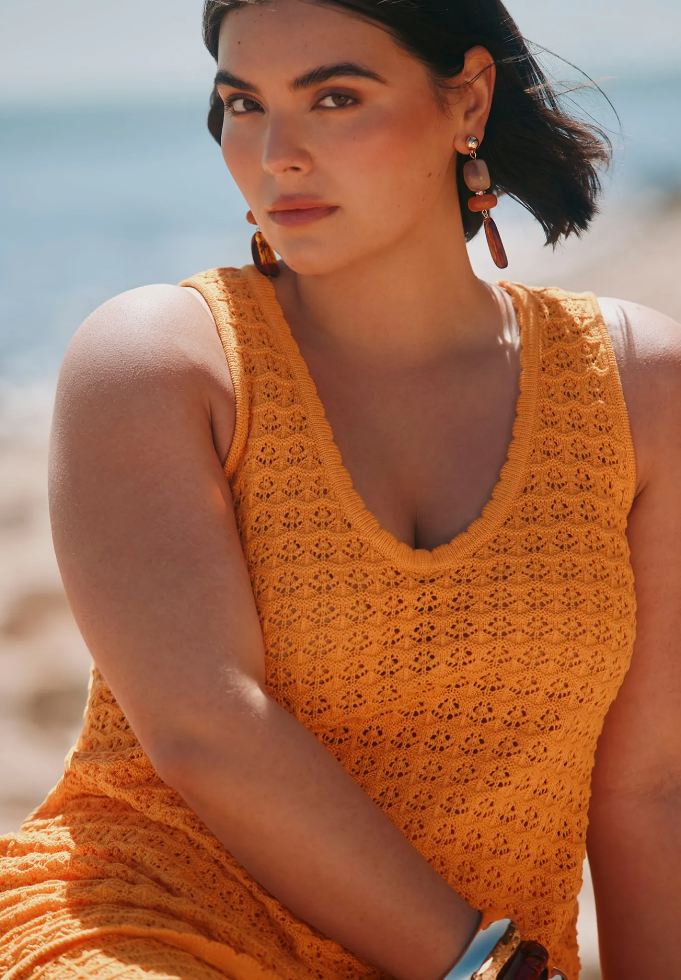 Racer Sweater Top With Scalloping