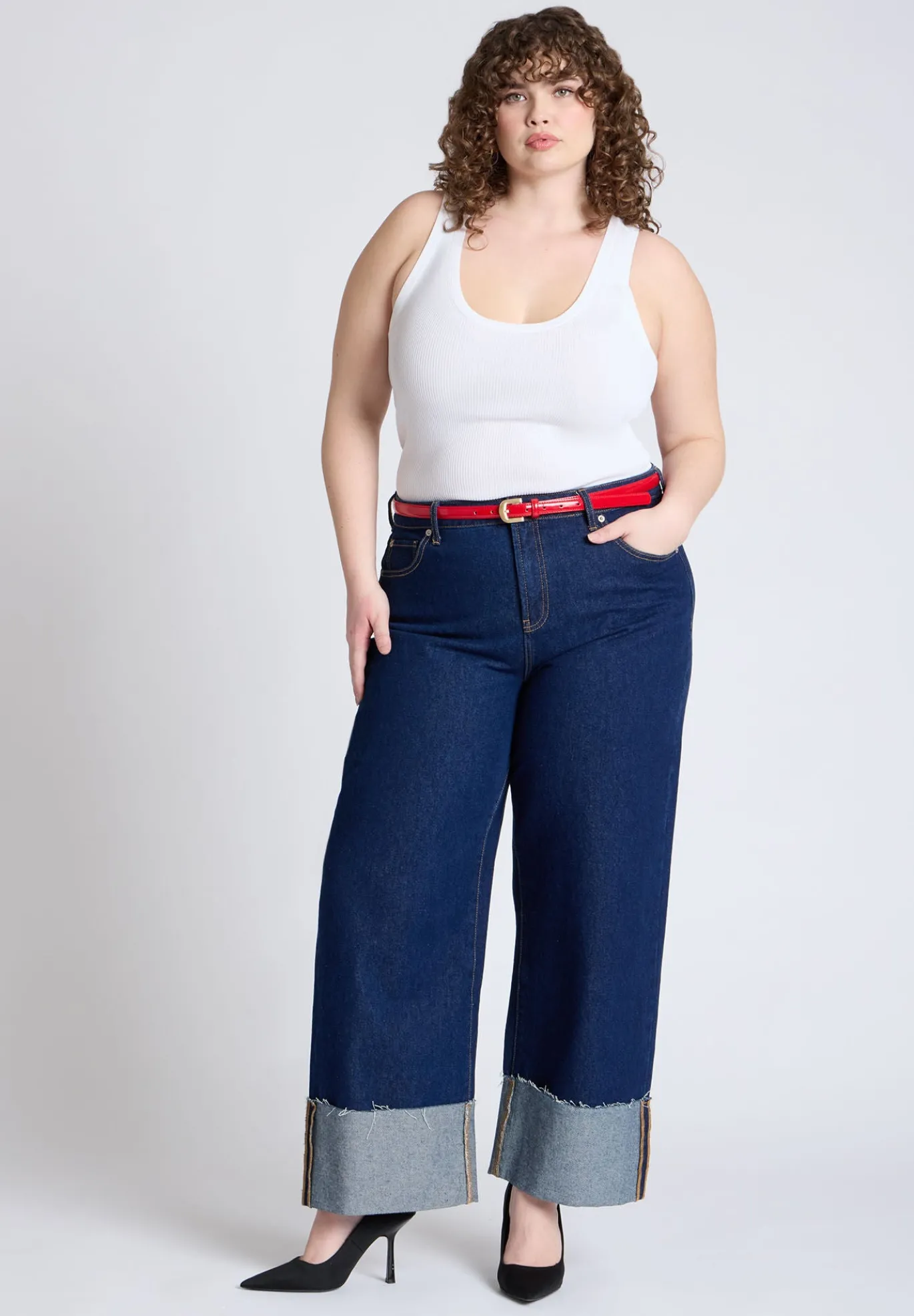 Red and Black Two Pack Skinny Belts Set