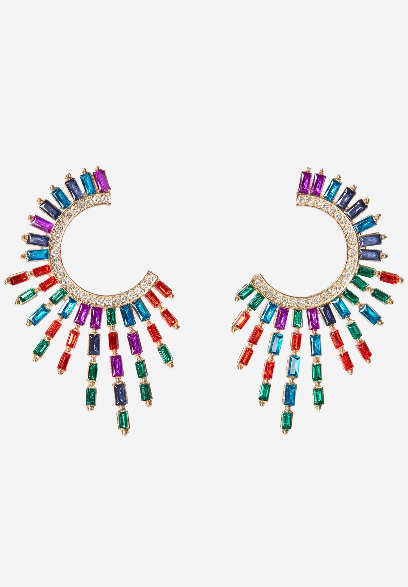 Rhinestone Multi Gem Spray Earrings