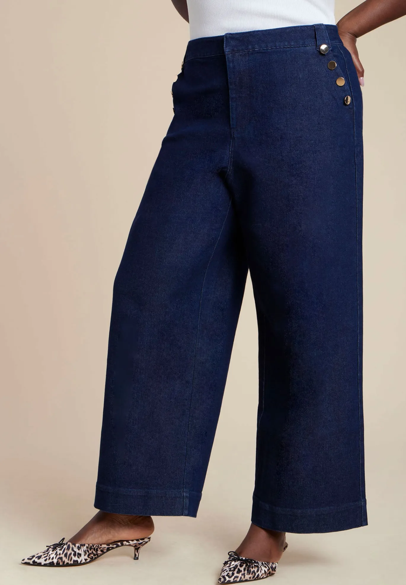 Sailor Gold Button Comfort Stretch Trouser Jean