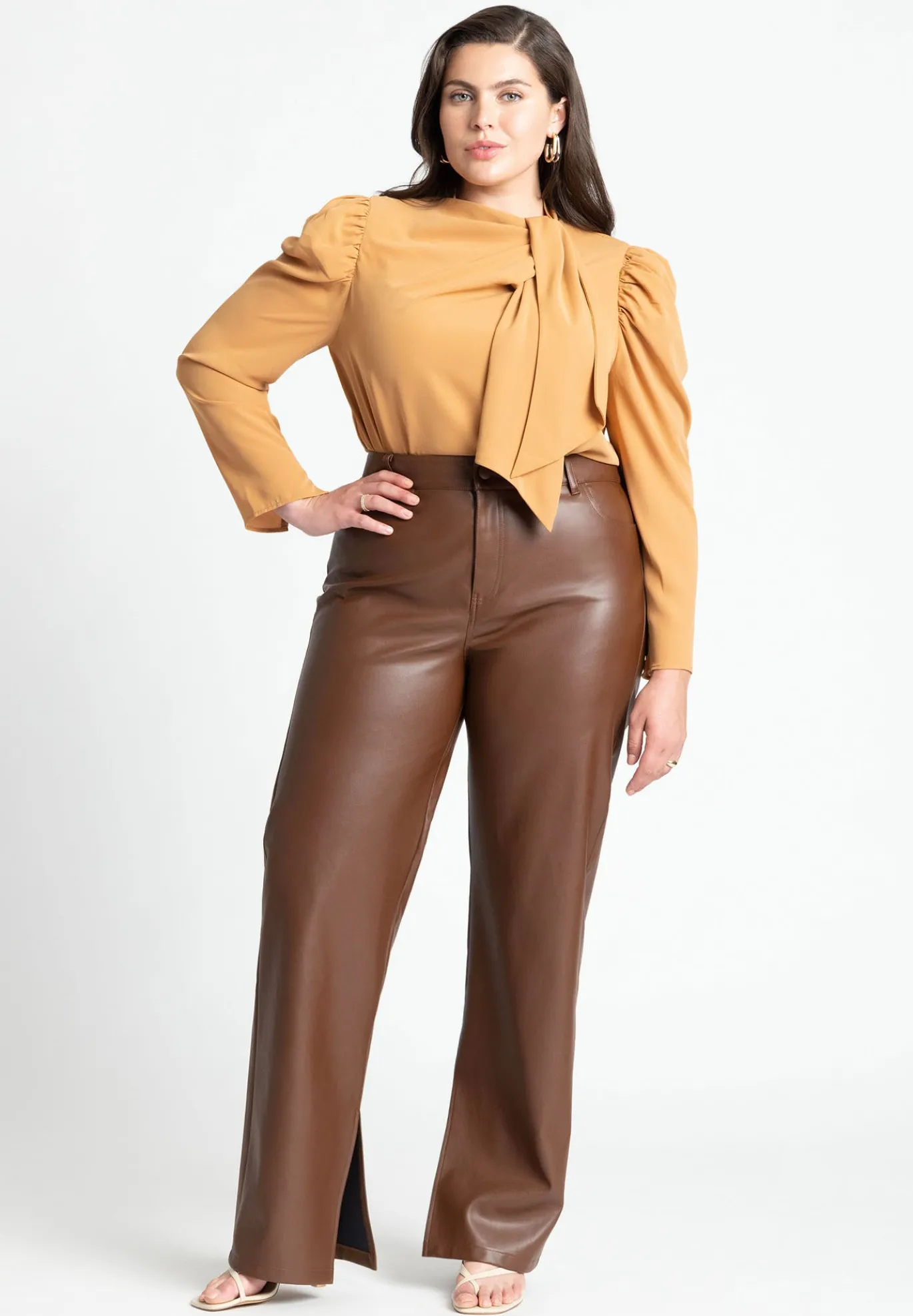 Slit Hem Faux Leather Pant