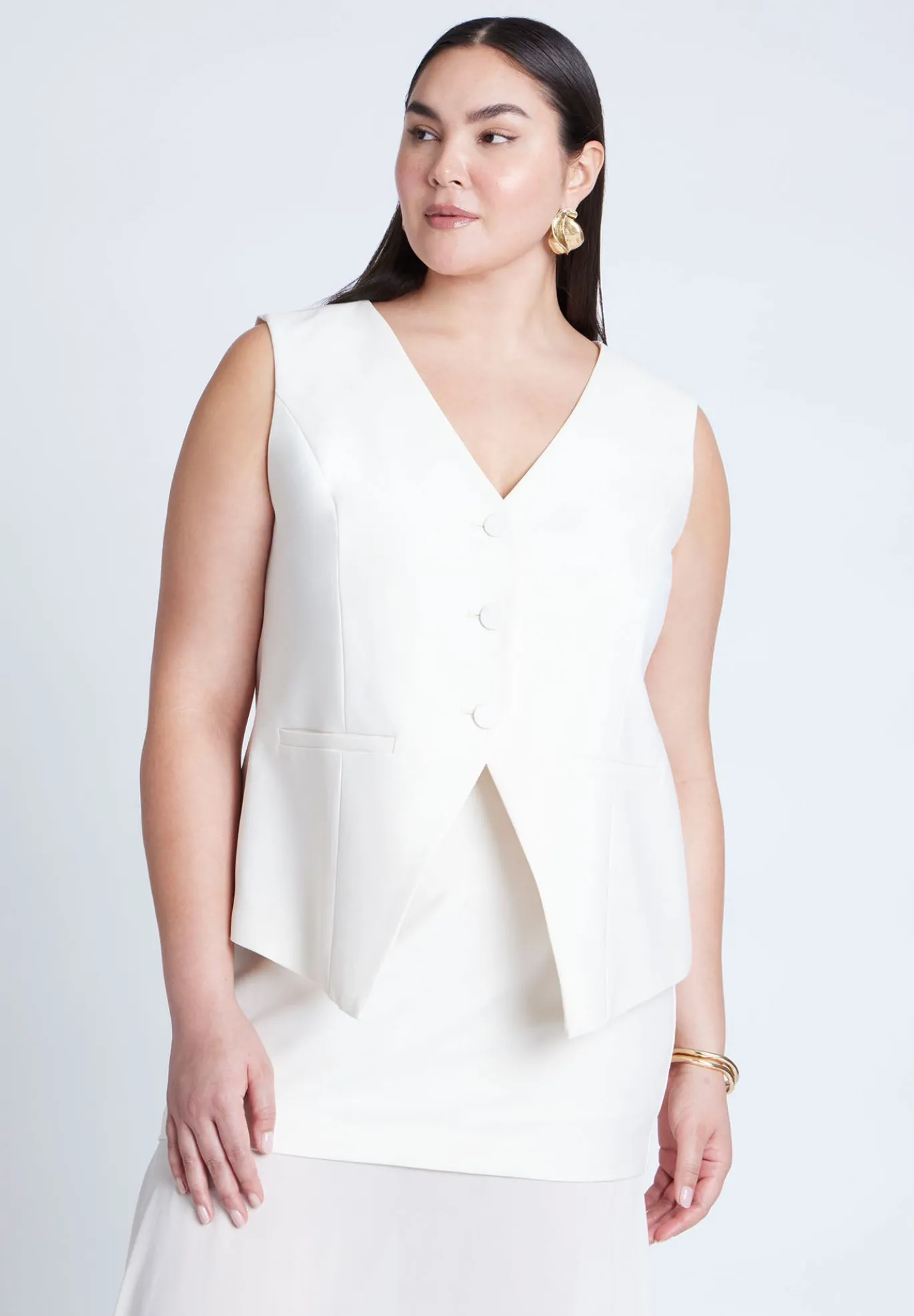 Split Hem Suiting Vest