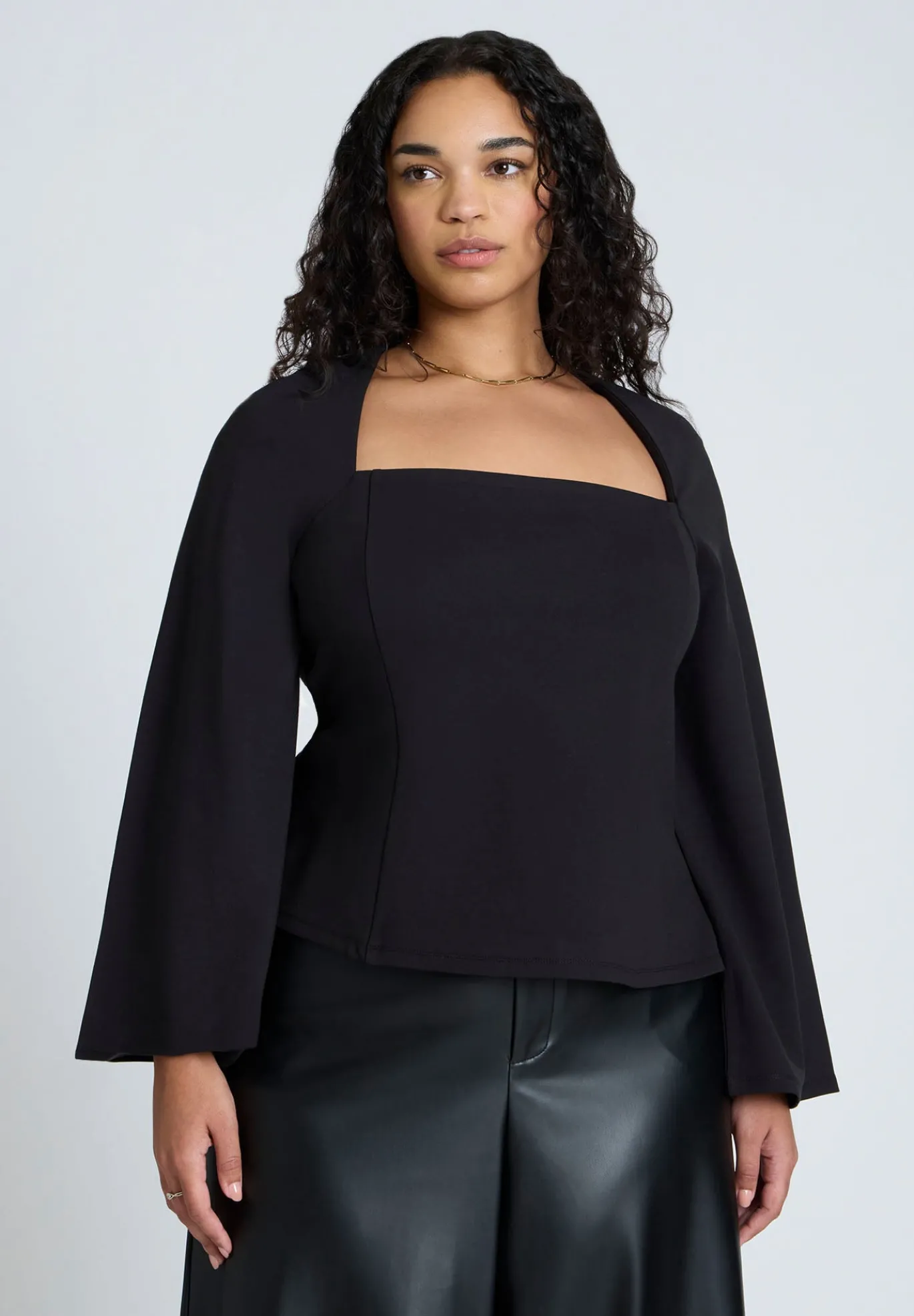 Square Neck Seam Detail Top