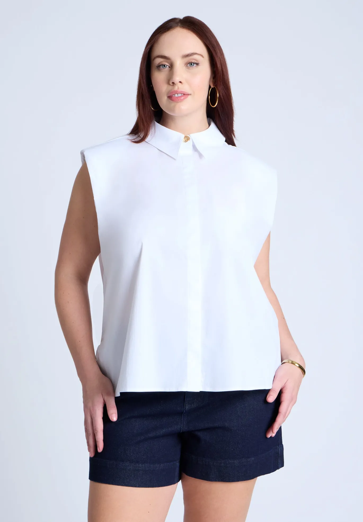 Strong Shoulder Collared Top