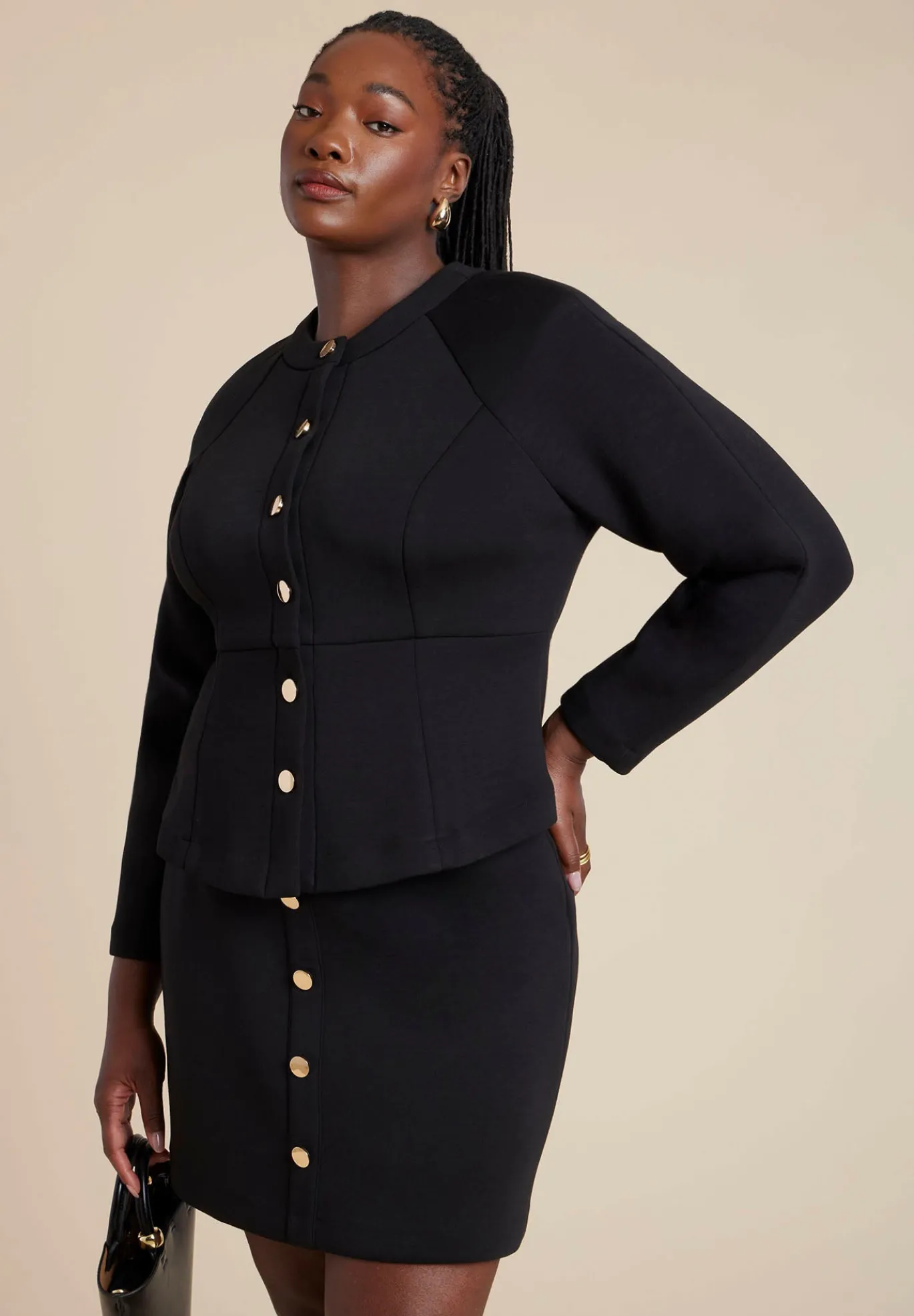 Strong Shoulder Nipped Waist Scuba Jacket