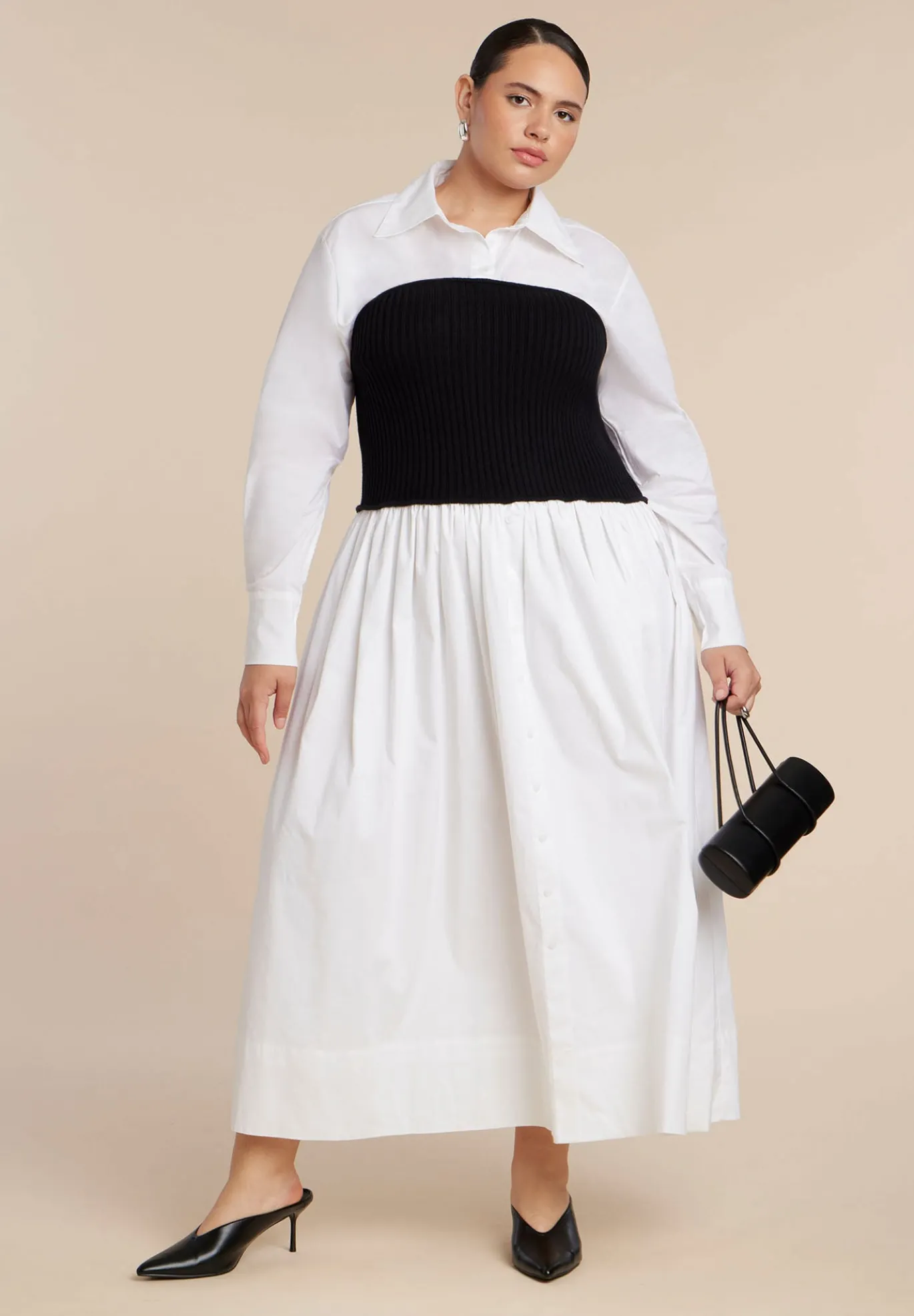 Sweater Twofer Shirt Dress