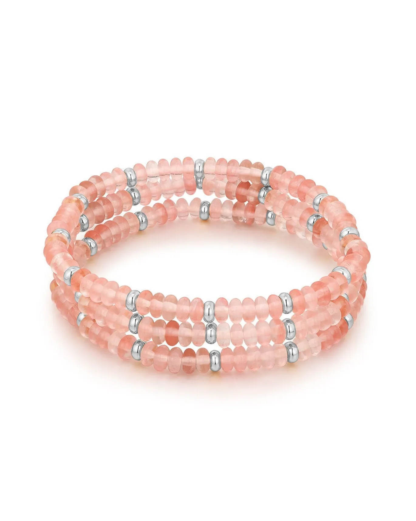 The Coquille Beaded Bracelet Set- Silver