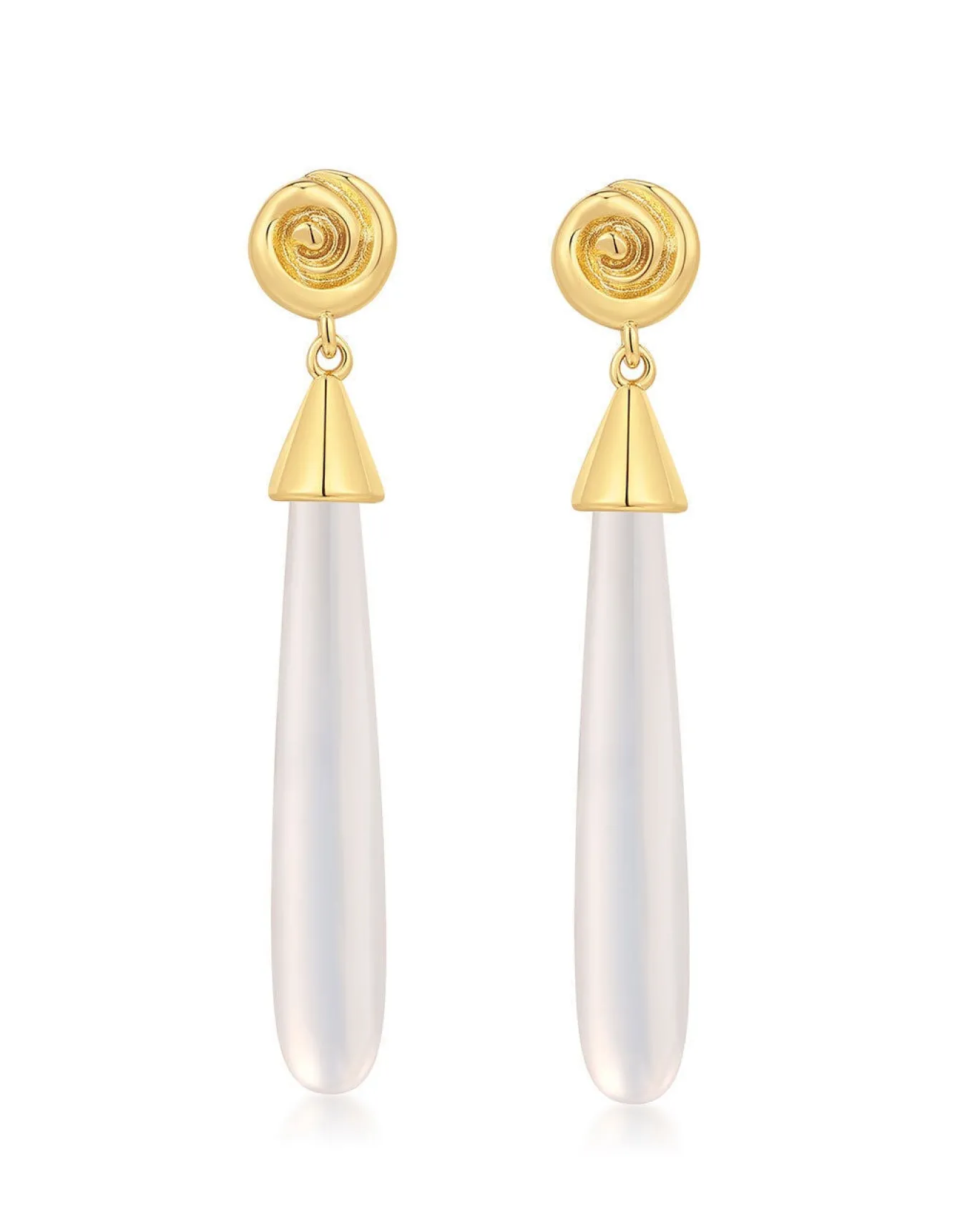 The Coquille Stone Drop Studs- Gold