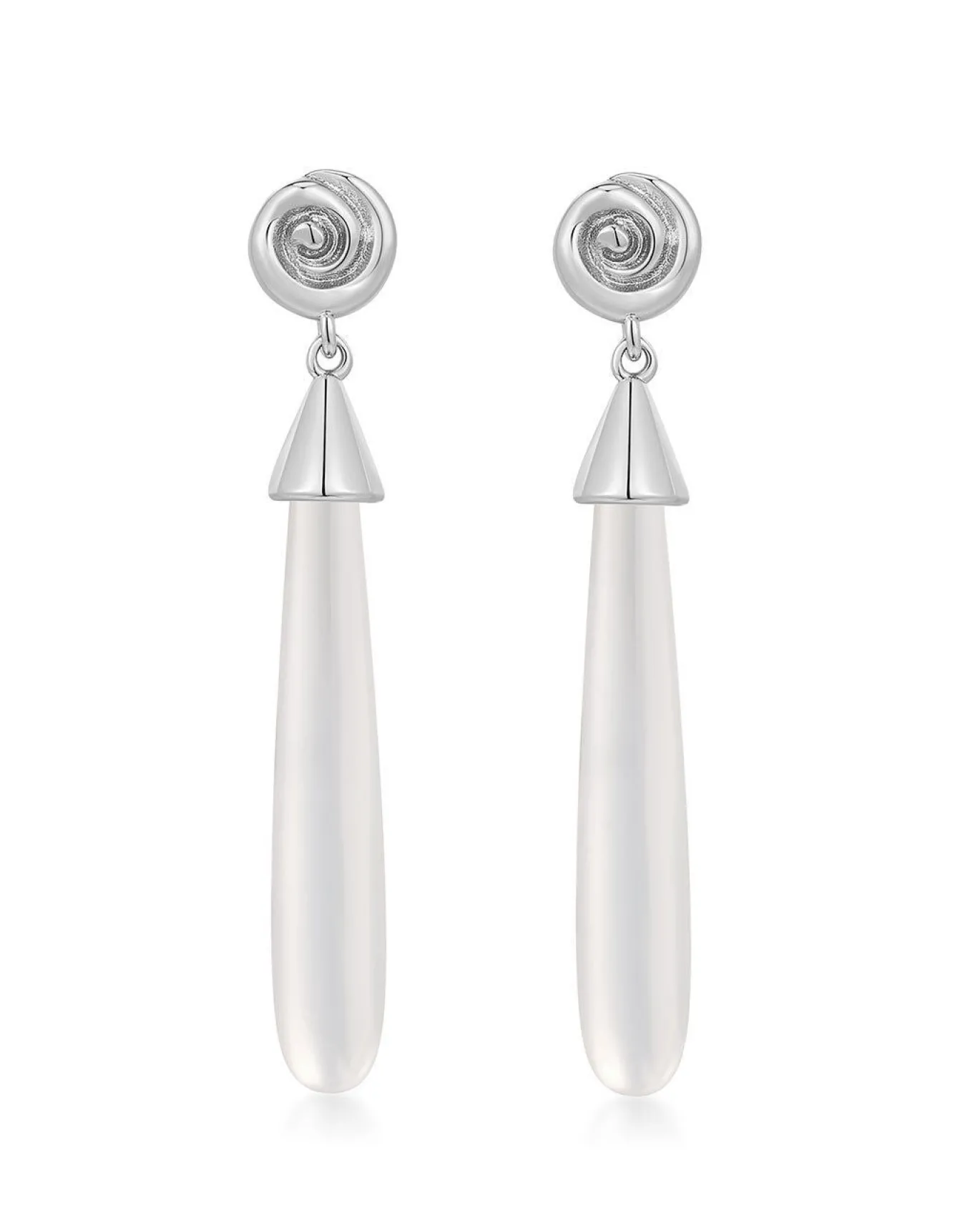 The Coquille Stone Drop Studs- Silver