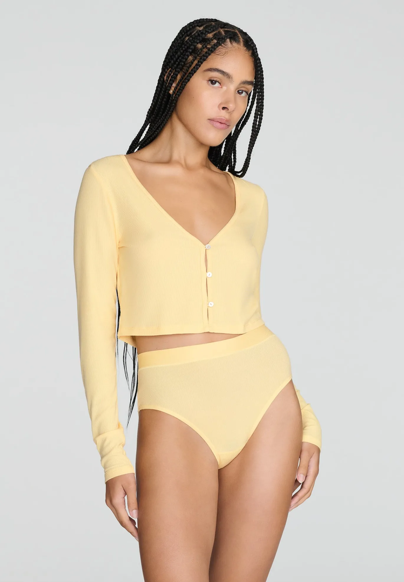 The Cropped Cardigan - Modal Silk Rib