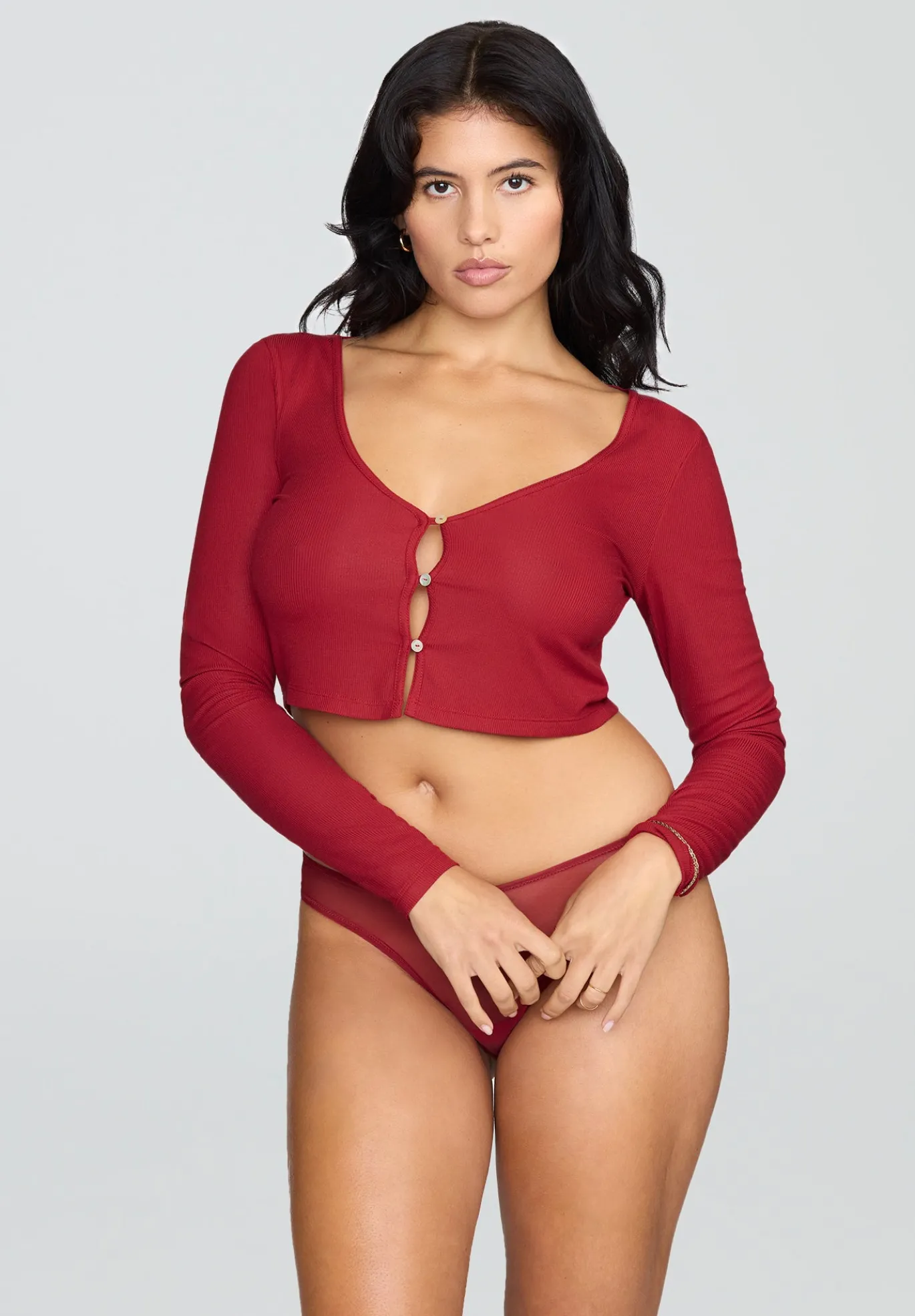 The Cropped Cardigan - Modal Silk Rib