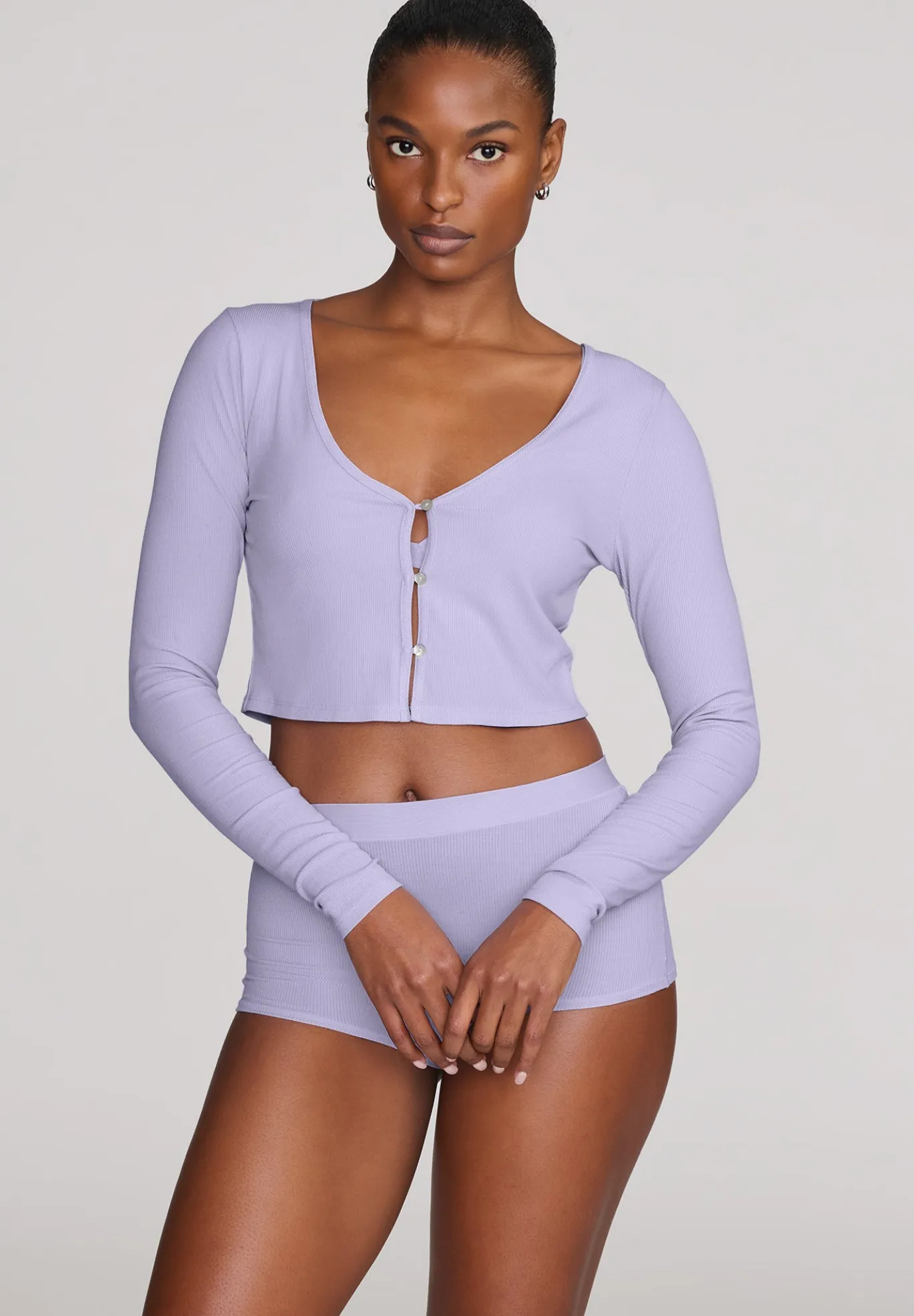 The Cropped Cardigan - Modal Silk Rib