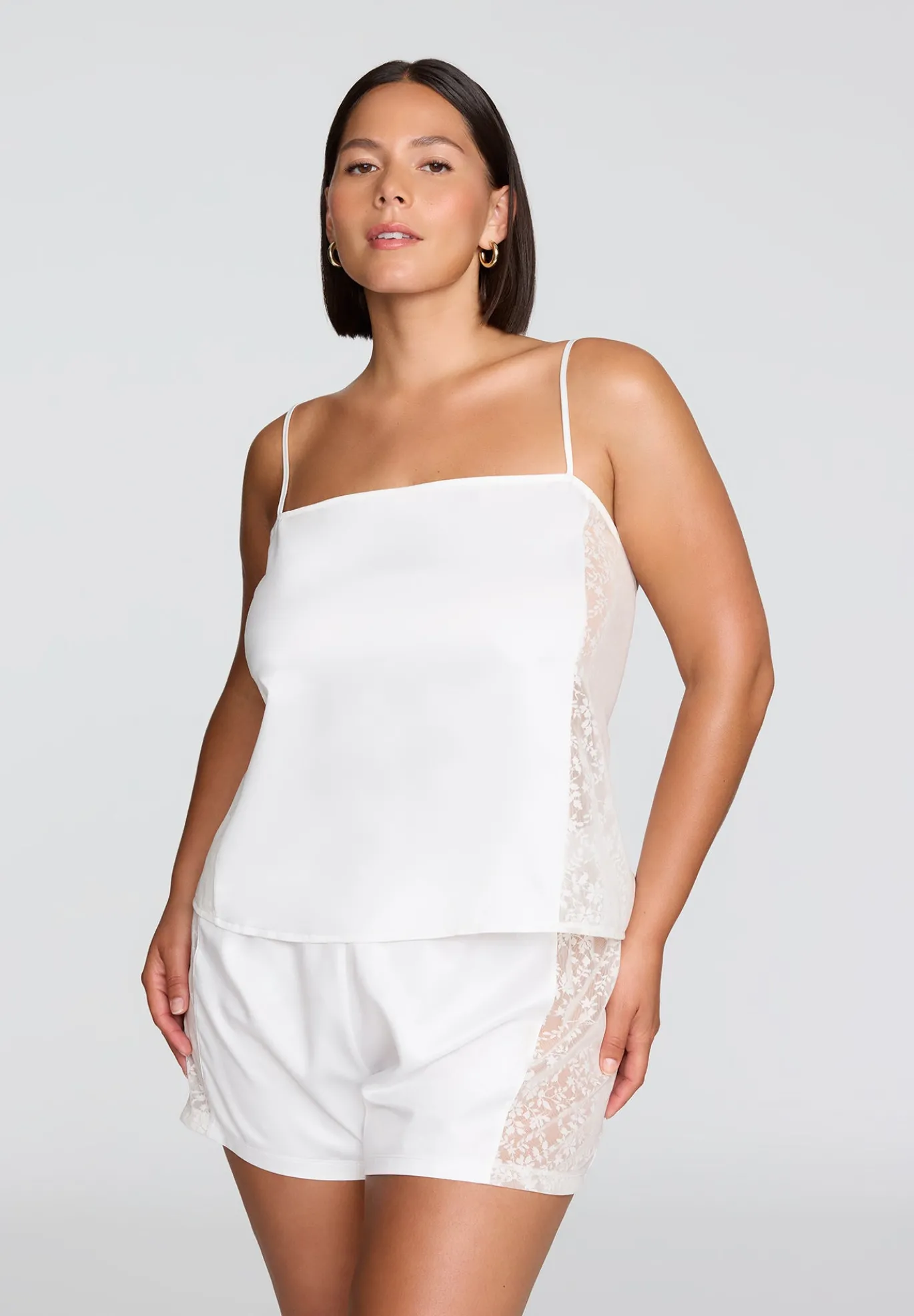 The Lace Panel Tank - Recycled Satin