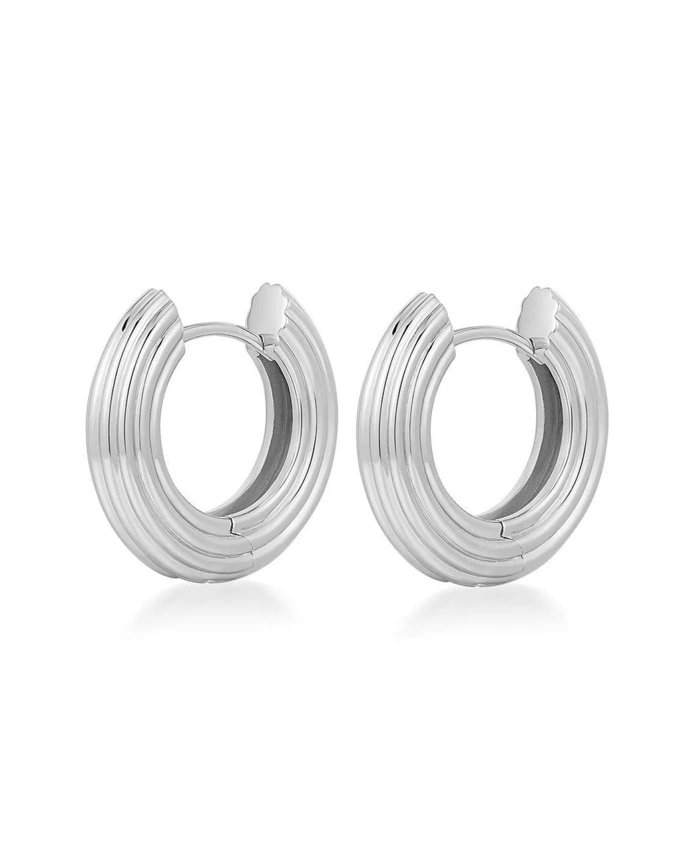 The Mini Ridged Amalfi Hinge Hoops- Silver