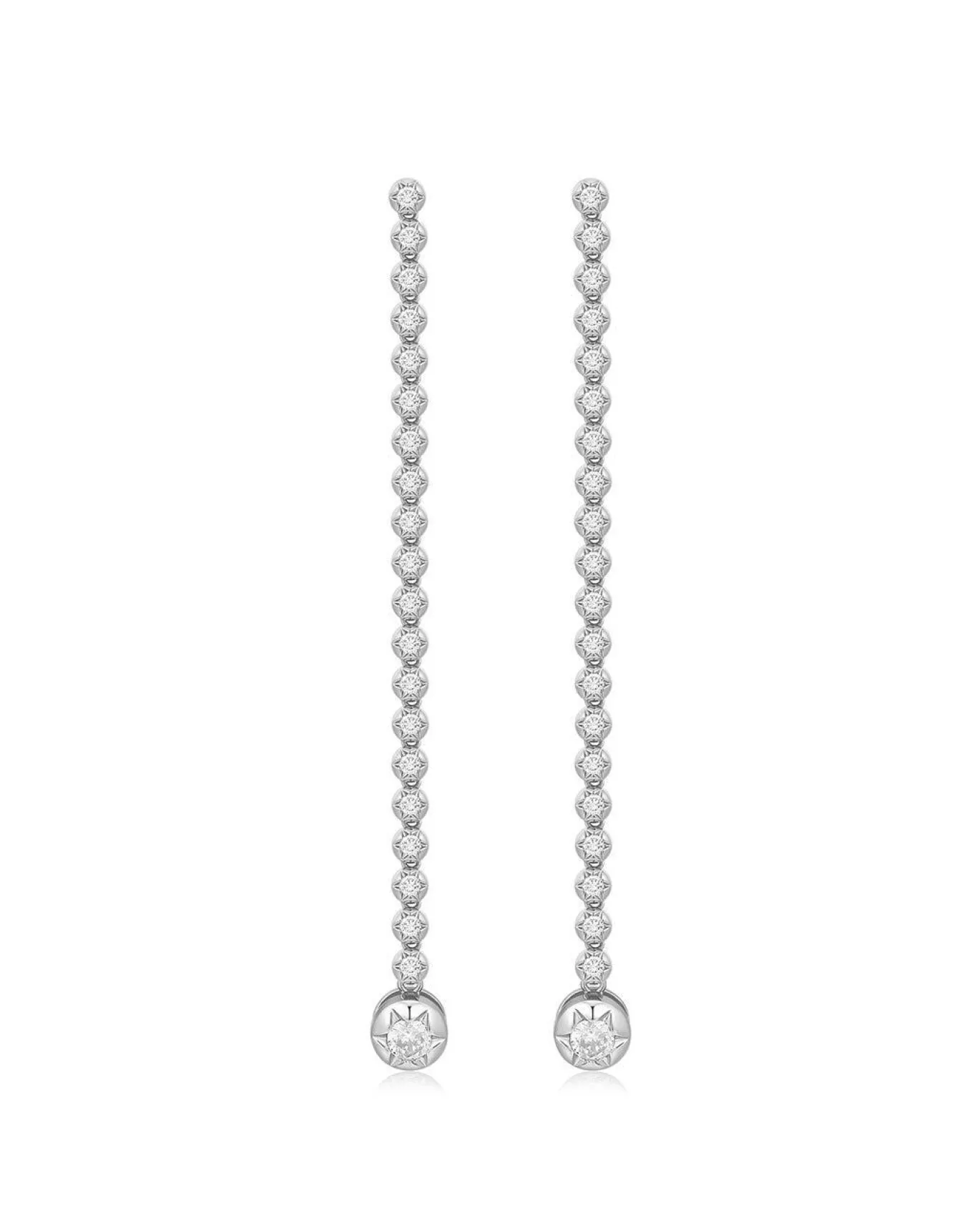The Rose Bud Tennis Drop Studs- Silver