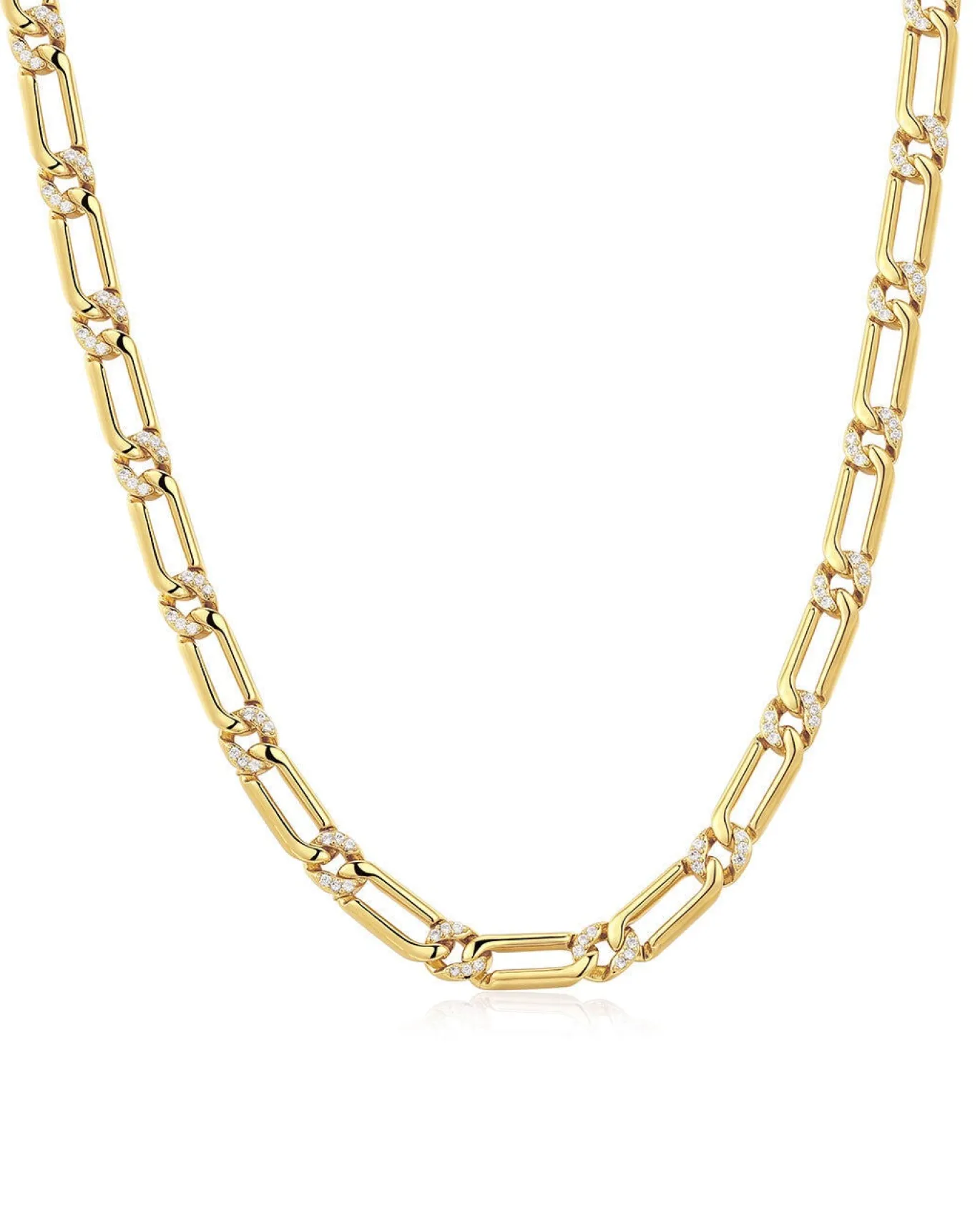 The Two-Tone Pave Link Necklace- Gold