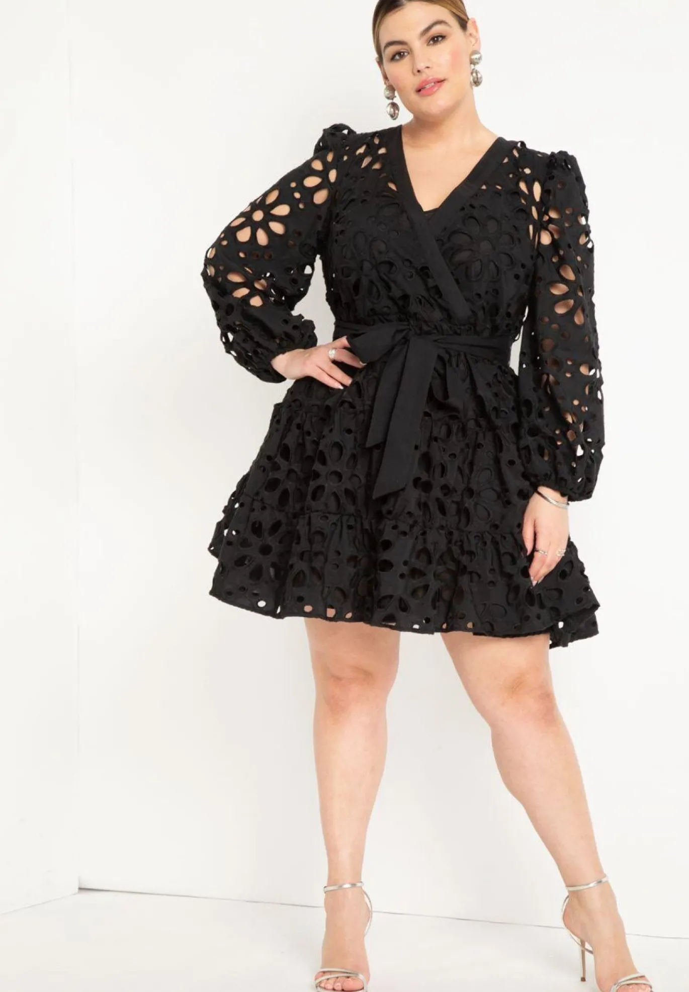 Tiered Eyelet Mini Dress