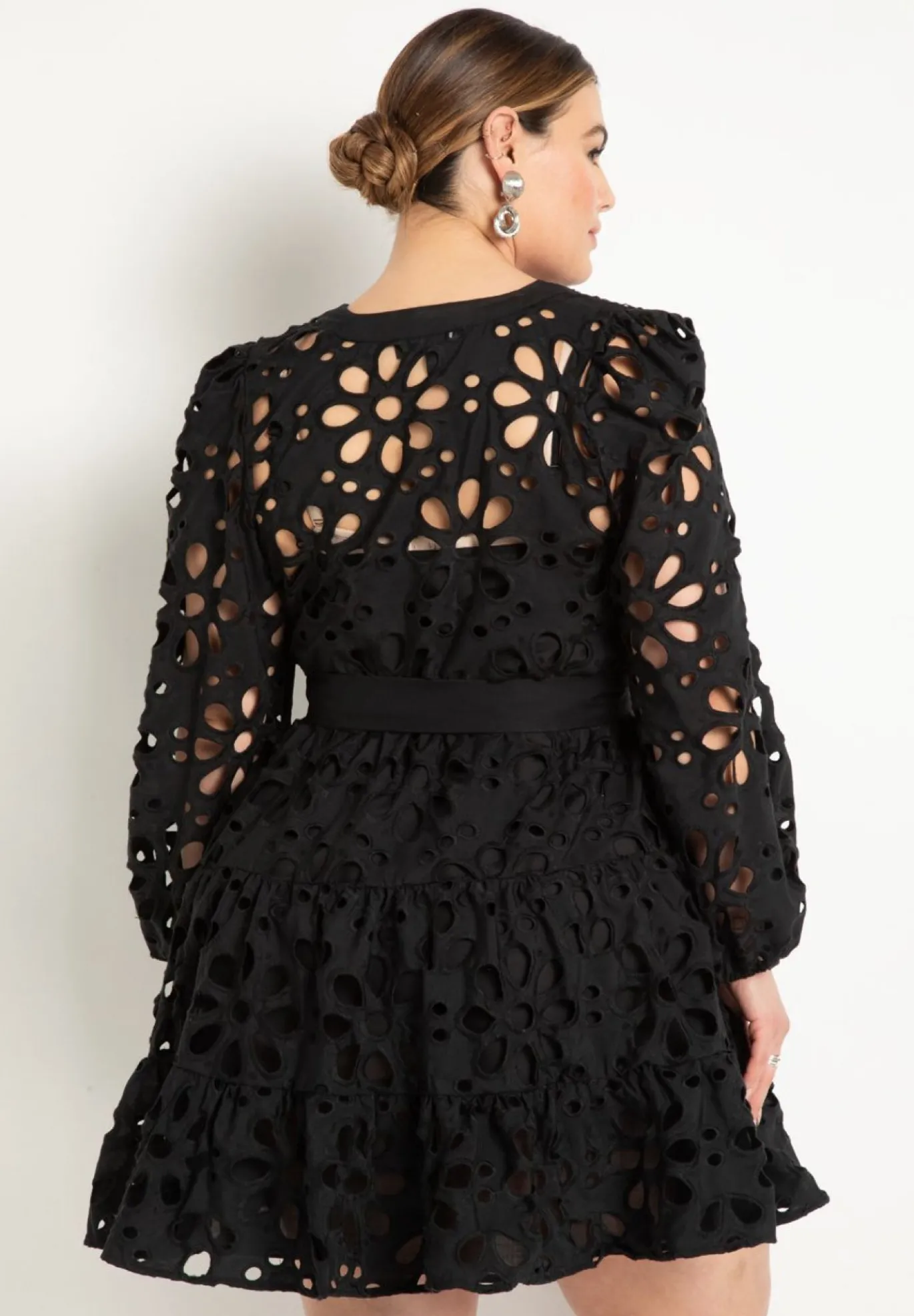 Tiered Eyelet Mini Dress