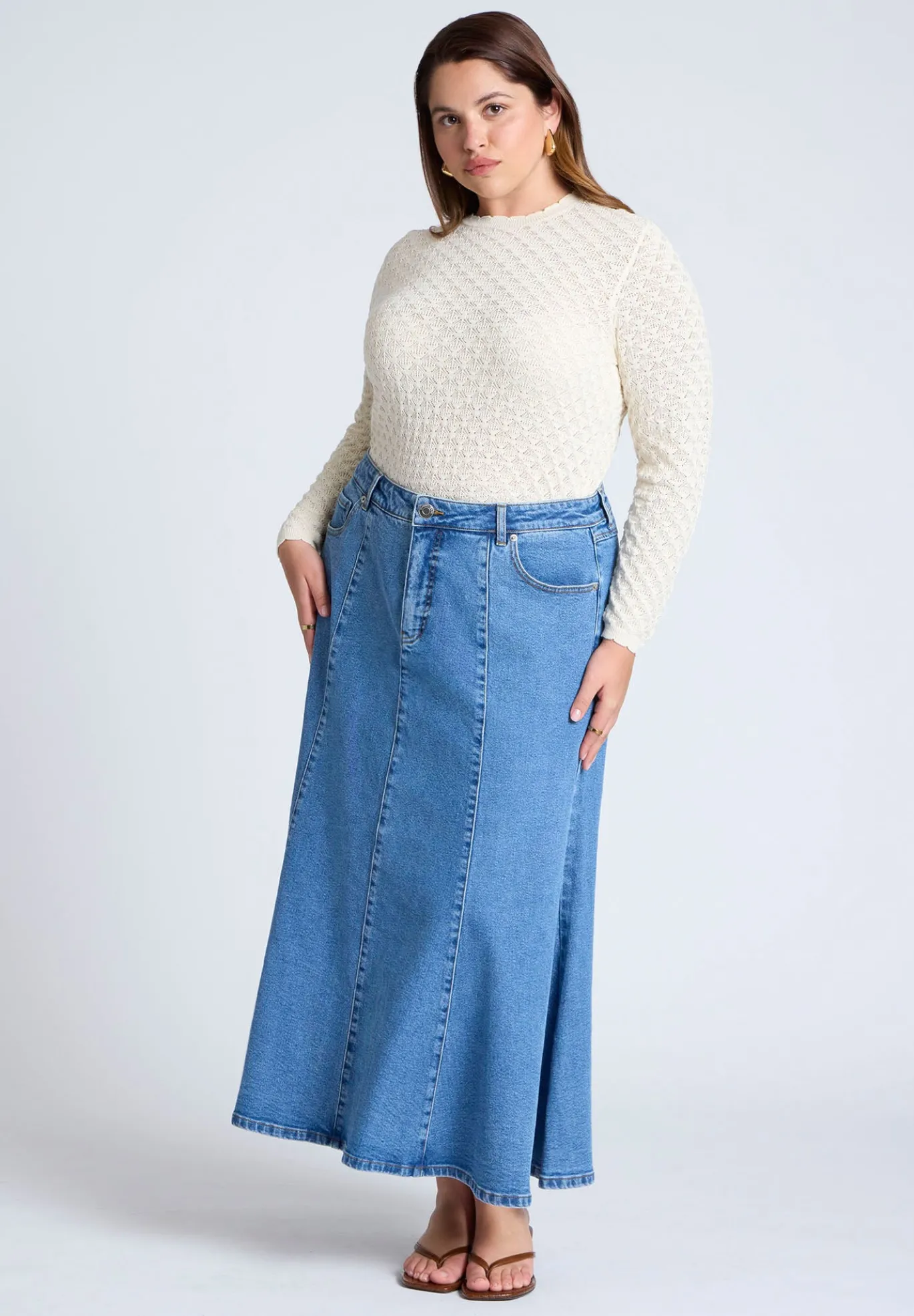 Trumpet Denim Maxi Skirt