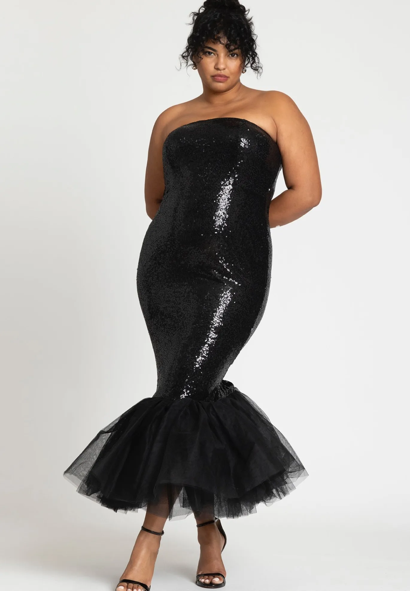 Tulle Flounce Sequin Column Dress