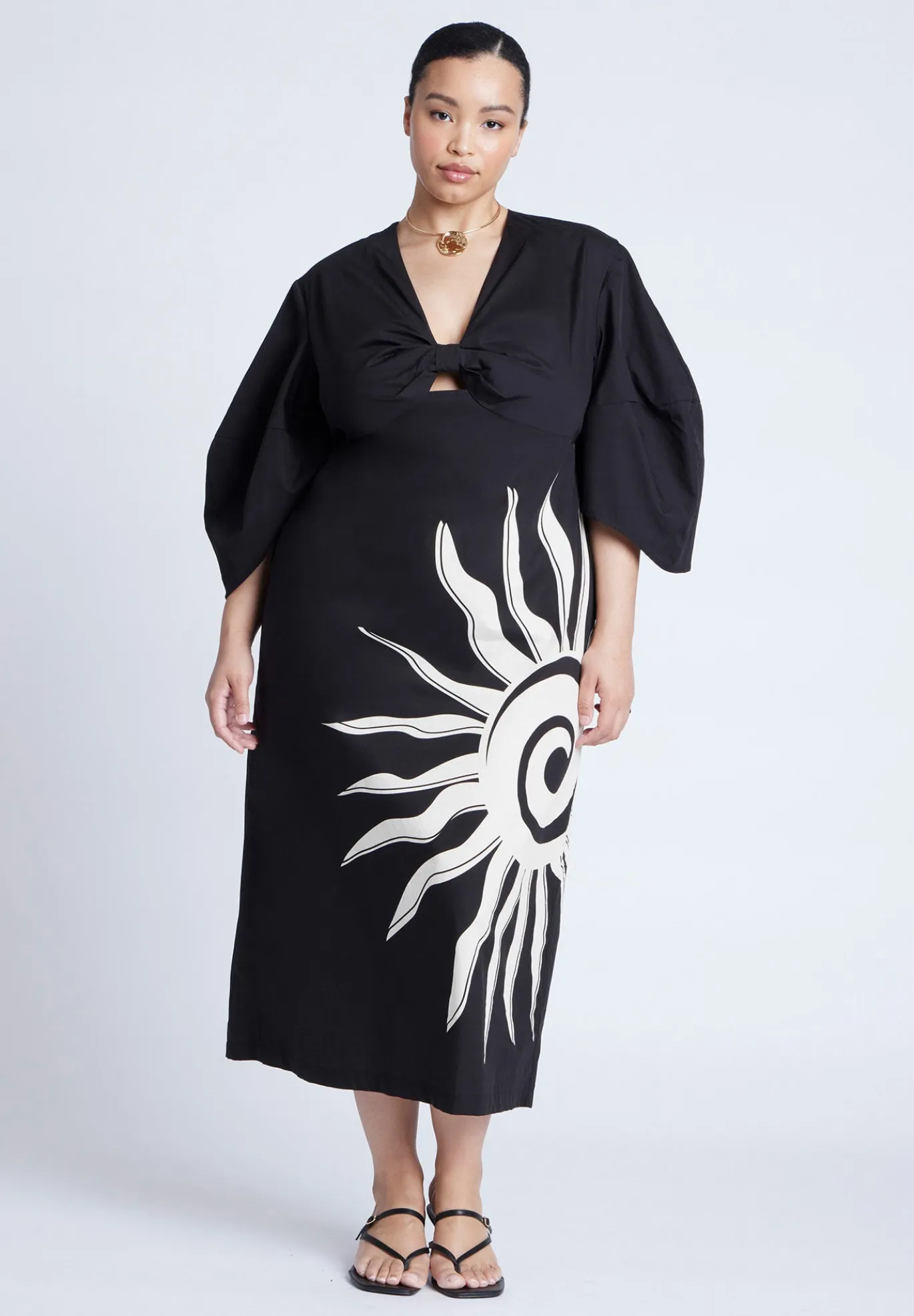 Twist Detail Printed Column Dress