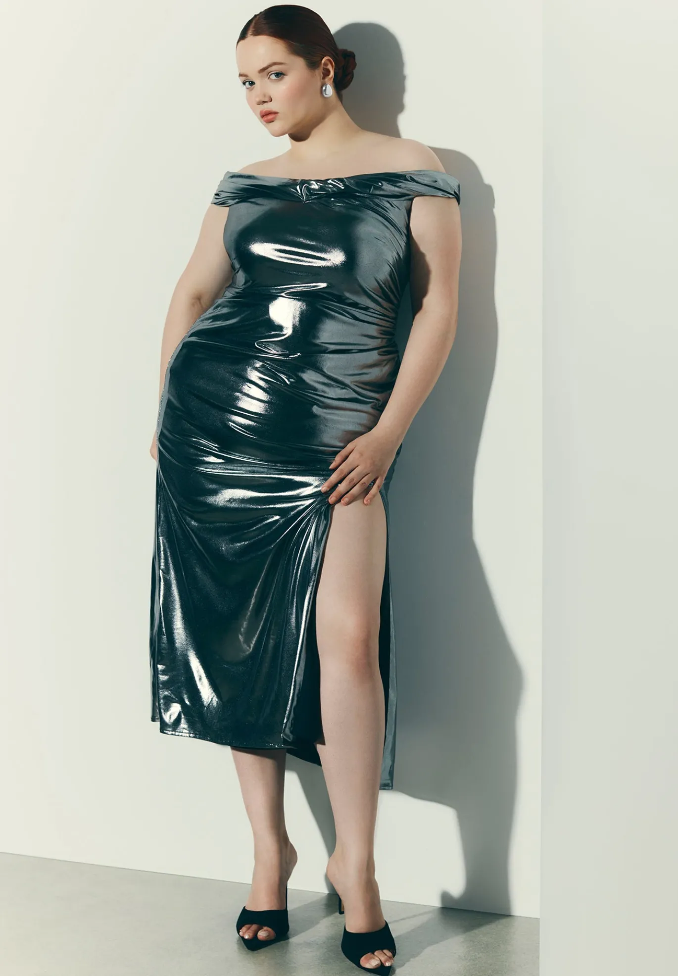 Twist Neck Lame Maxi Dress