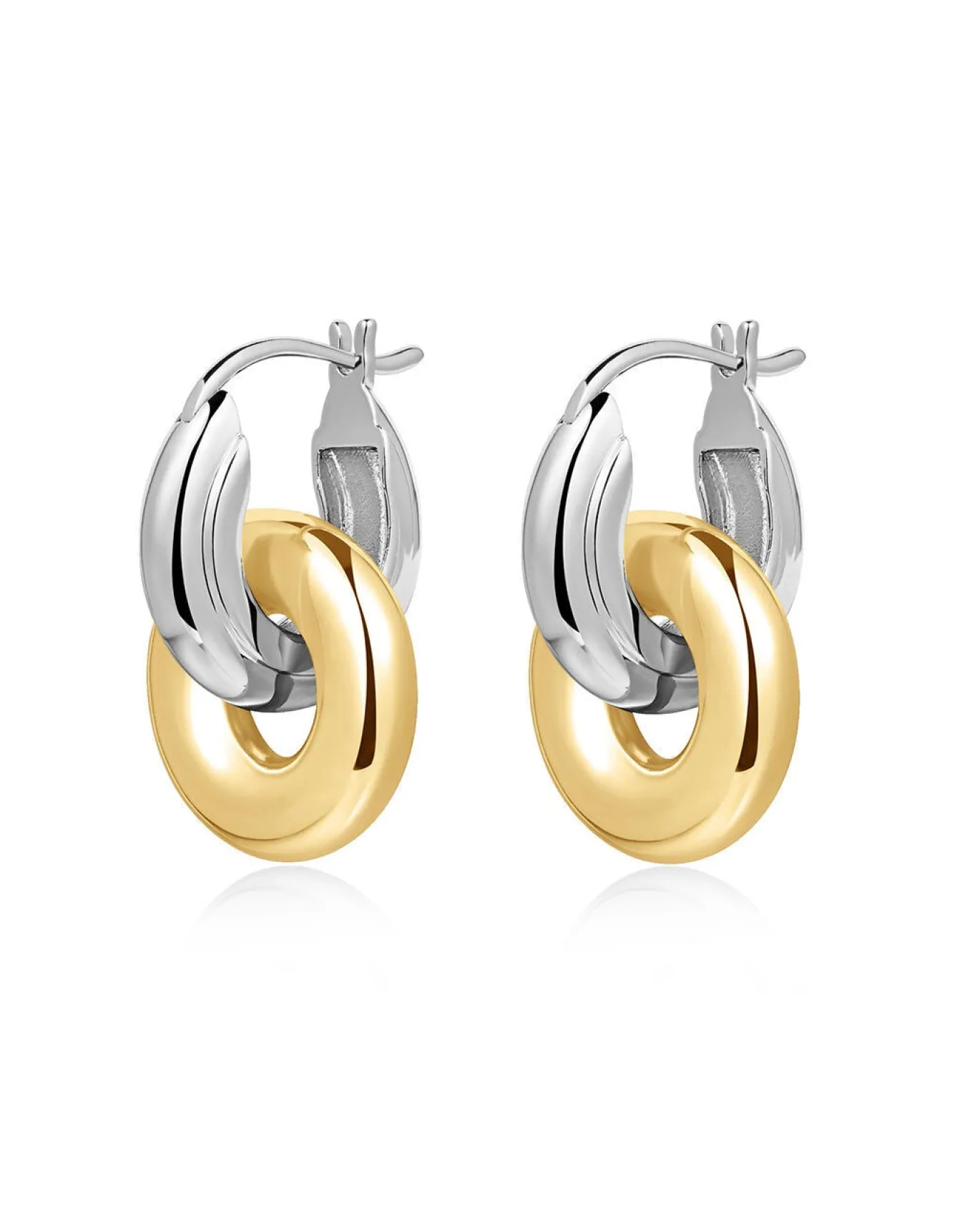 Two-Tone Interlock Hoops- Silver