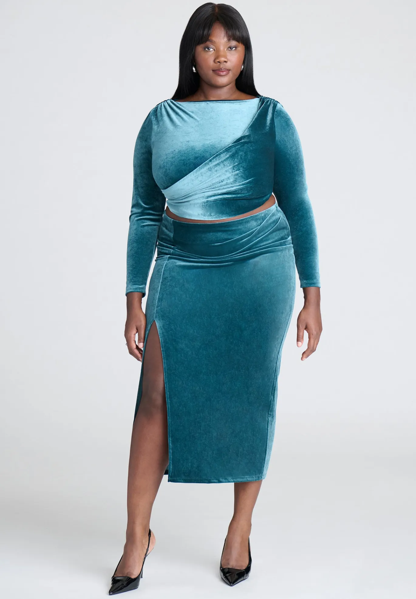 Velvet Maxi Skirt With Slit