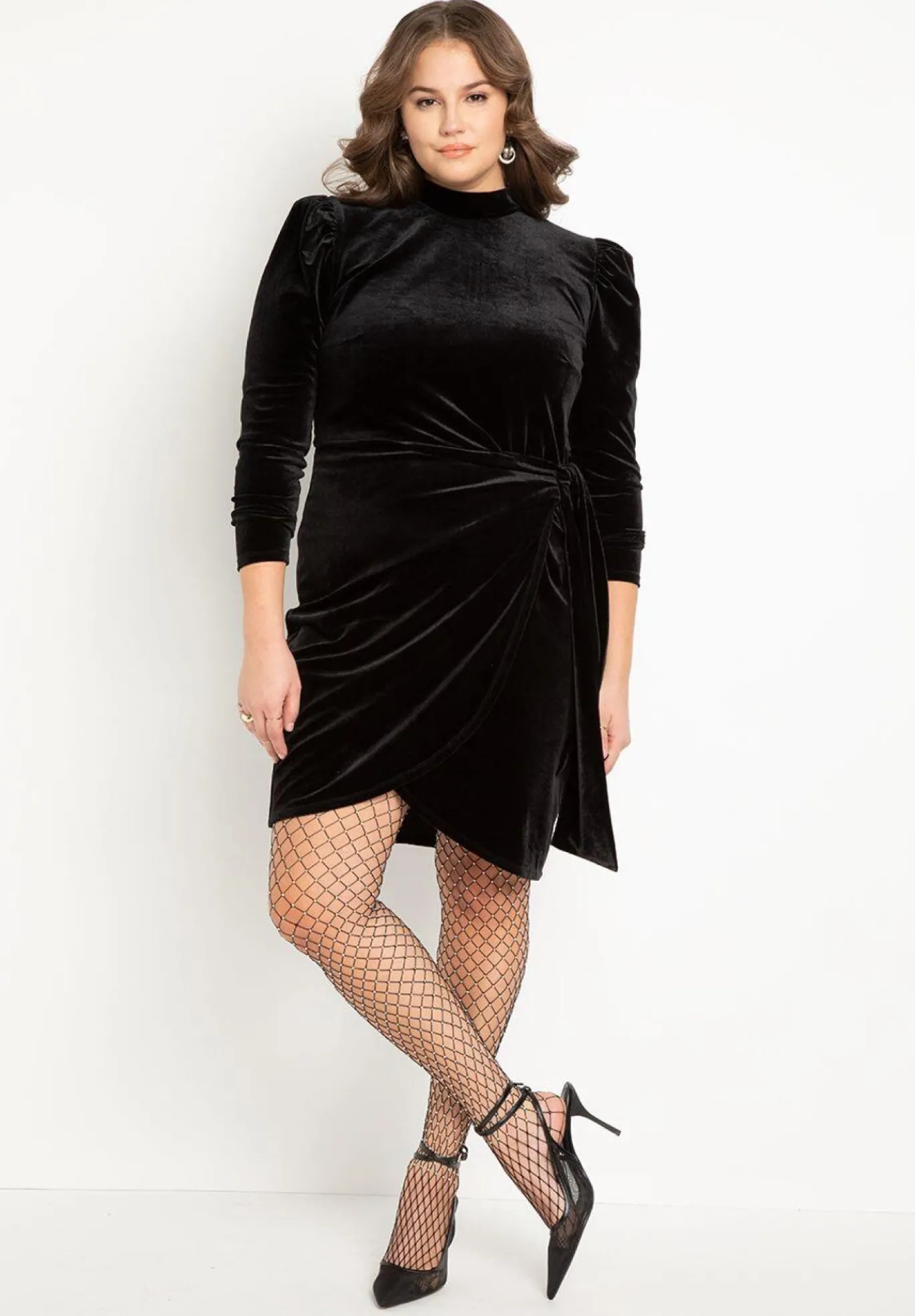 Velvet Mini Dress with Wrap Skirt